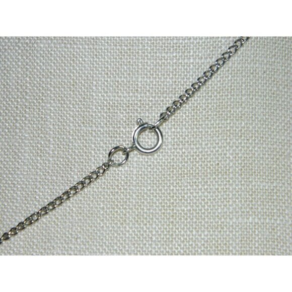 VTG Silver Tone Clear Rhinestone Heart Pendant Necklace 18.75" - Picture 4 of 4